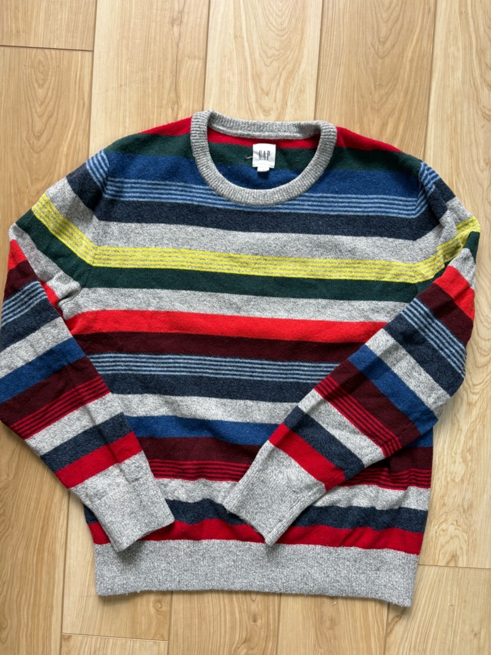 Gap multi color merino wool crewneck sweater 00s y2k rainbow preppy collegiate M